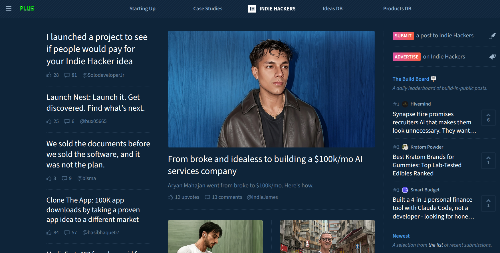 Indie Hackers, free startup listing website