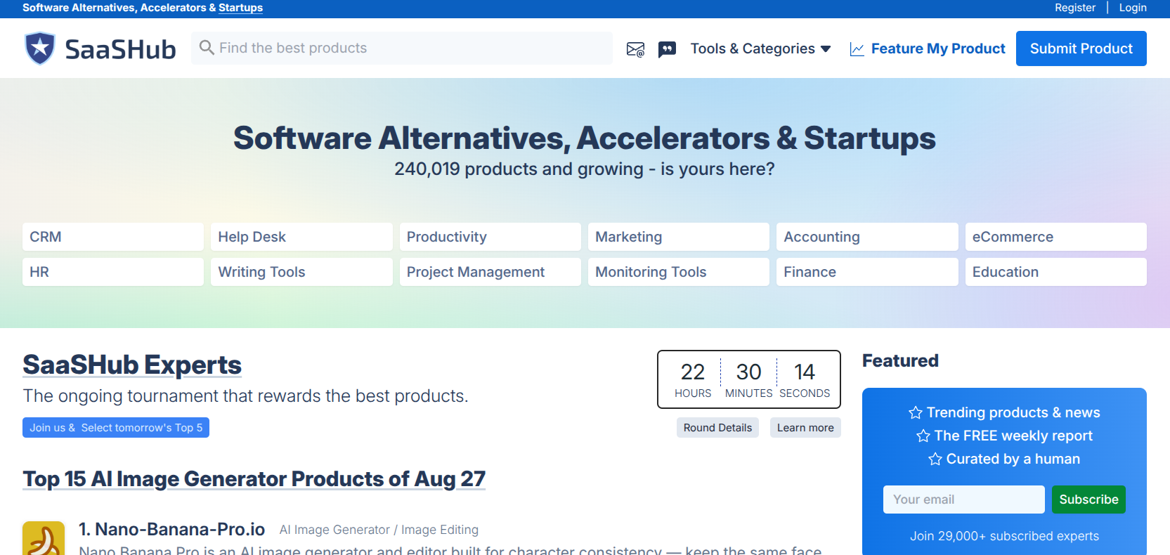 SaaSHub free app listing and software discovery platform